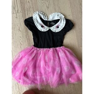 Disney Junior Minnie Mouse Girls 4T Tutu Dress Pink Polka Dot Peter Pan Collar